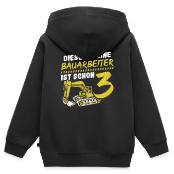 Dieser Kleine Bauarbeiter ist schon 3 Bagger Gesch - Kinder Premium Organic Zip Hoodie - Schwarz - Hinten - AI Model Kid Male (0cm)