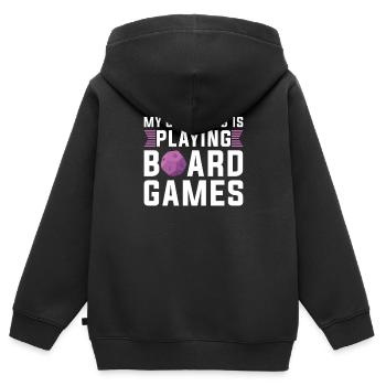Brettspiel - Kinder Premium Organic Zip Hoodie - Schwarz - Hinten - AI Model Kid Male (0cm)