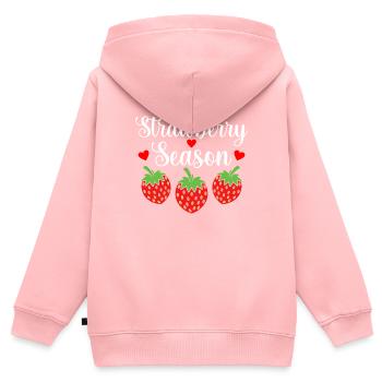 Fraise - Sweat Premium à capuche zippé enfant bio - rose - Dos - AI Model Kid Female (0cm)