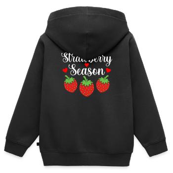 Fraise - Sweat Premium à capuche zippé enfant bio - noir - Dos - AI Model Kid Male (0cm)