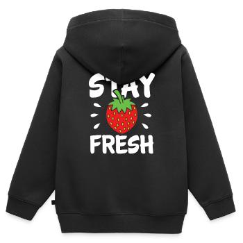 Fraise - Sweat Premium à capuche zippé enfant bio - noir - Dos - AI Model Kid Male (0cm)