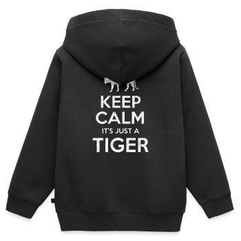 Keep Calm Tiger - Sweat Premium à capuche zippé enfant bio - noir - Dos - AI Model Kid Male (0cm)