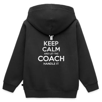 Keep Calm Coach - Sweat Premium à capuche zippé enfant bio - noir - Dos - AI Model Kid Male (0cm)