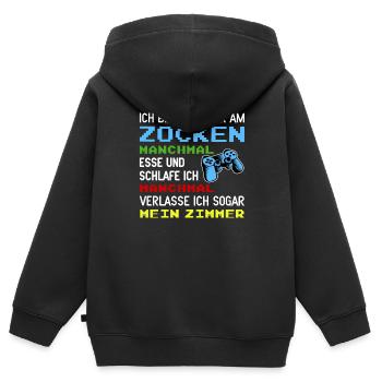 Gamer Zocken Gaming Zocker Videospiel Zocken - Kinder Premium Organic Zip Hoodie - Schwarz - Hinten - AI Model Kid Male (0cm)