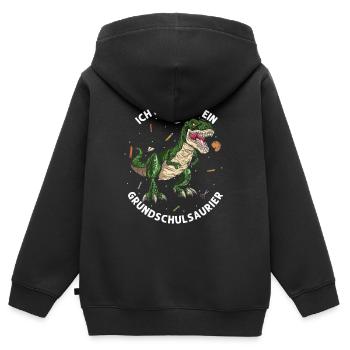 GRUNDSCHULSAURIER Einschulung Schulkind Dino T Rex - Kinder Premium Organic Zip Hoodie - Schwarz - Hinten - AI Model Kid Male (0cm)