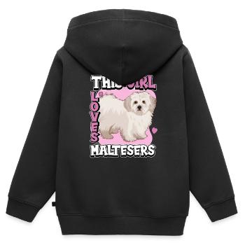 Malteser This Girl Loves Maltesers - Kids Premium Organic Zip-up Hoodie - black - Back - AI Model Kid Male (0cm)