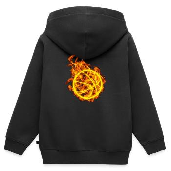 Fire Basketball - Kids Premium Organic Zip-up Hoodie - black - Back - AI Model Kid Male (0cm)