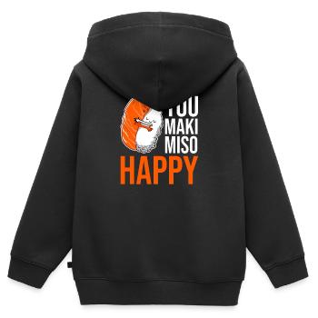 Sushi - Kinder Premium Organic Zip Hoodie - Schwarz - Hinten - AI Model Kid Male (0cm)