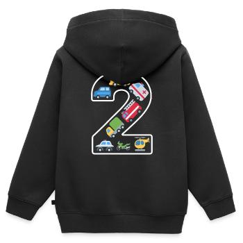 2 years 2nd birthday children's birthday - Kids Premium Organic Zip-up Hoodie - black - Back - AI Model Kid Male (0cm)