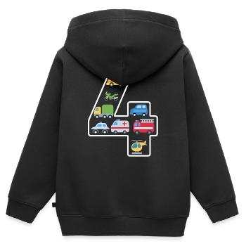4 years 4th birthday children's birthday - Kids Premium Organic Zip-up Hoodie - black - Back - AI Model Kid Male (0cm)