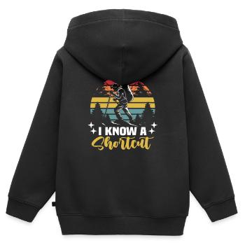 I know a shortcut - Wandershirt - Kinder Premium Organic Zip Hoodie - Schwarz - Hinten - AI Model Kid Male (0cm)