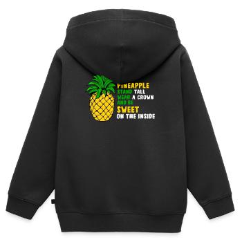 Ananas - Sweat Premium à capuche zippé enfant bio - noir - Dos - AI Model Kid Male (0cm)