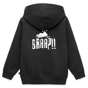 BRAAAAP Schneemobil Motorschlitte Shirt - Kinder Premium Organic Zip Hoodie - Schwarz - Hinten - AI Model Kid Male (0cm)