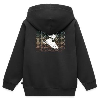 BRAAAAP Schneemobil Motorschlitte Shirt - Kinder Premium Organic Zip Hoodie - Schwarz - Hinten - AI Model Kid Male (0cm)