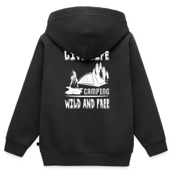 Camping Proverbes Drôle - Sweat Premium à capuche zippé enfant bio - noir - Dos - AI Model Kid Male (0cm)