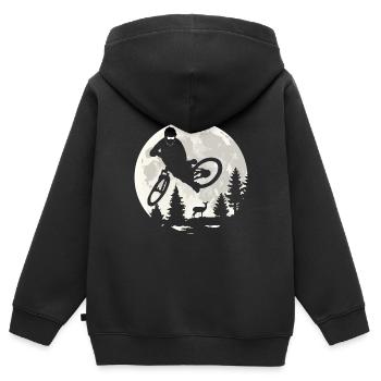 Mountain Biking - Kinder Premium Organic Zip Hoodie - Schwarz - Hinten - AI Model Kid Male (0cm)