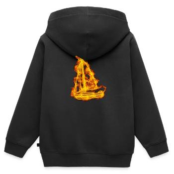 Feu Voilier - Sweat Premium à capuche zippé enfant bio - noir - Dos - AI Model Kid Male (0cm)