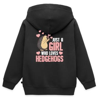Hérisson - Sweat Premium à capuche zippé enfant bio - noir - Dos - AI Model Kid Male (0cm)