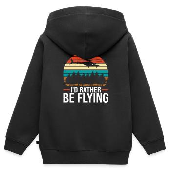 Hélicoptère pilote hélicoptère - Sweat Premium à capuche zippé enfant bio - noir - Dos - AI Model Kid Male (0cm)