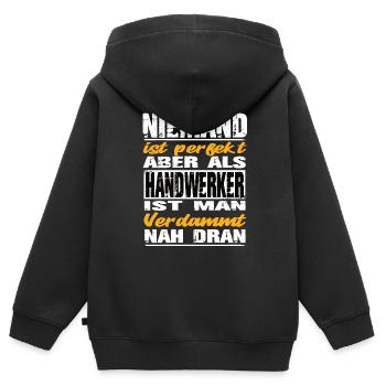 Handwerker Handwerker Sprüche Handwerk Baustelle - Kinder Premium Organic Zip Hoodie - Schwarz - Hinten - AI Model Kid Male (0cm)