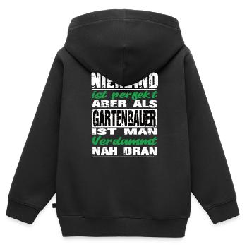 Gartenbau Gartenbauer Sprüche Handwerk Baustelle - Kinder Premium Organic Zip Hoodie - Schwarz - Hinten - AI Model Kid Male (0cm)