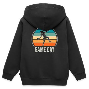 Game Day American Football USA Sport Geschenk - Kinder Premium Organic Zip Hoodie - Schwarz - Hinten - AI Model Kid Male (0cm)