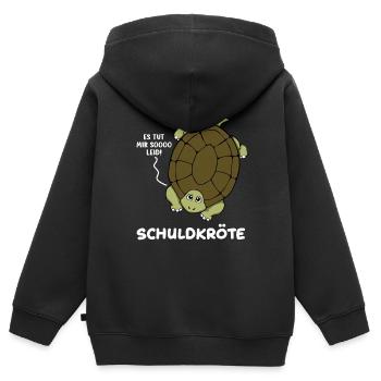 Schuldkröte Es Tut mir soo leid Schildkröte - Kinder Premium Organic Zip Hoodie - Schwarz - Hinten - AI Model Kid Male (0cm)
