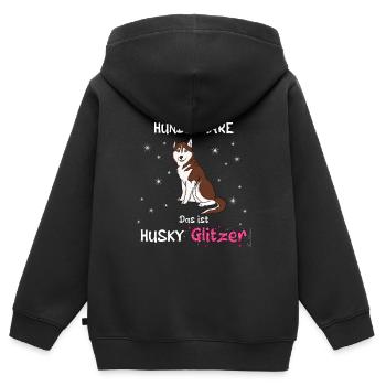 Keine Hundehaare das ist Husky Glitzer - Kinder Premium Organic Zip Hoodie - Schwarz - Hinten - AI Model Kid Male (0cm)