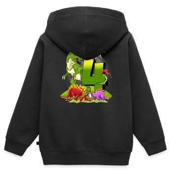 Geschenk-Dinosaurier Geburtstag 4 Jahre Junge - Kinder Premium Organic Zip Hoodie - Schwarz - Hinten - AI Model Kid Male (0cm)