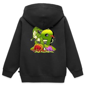 Geschenk-Dinosaurier Geburtstag 9 Jahre Junge - Kinder Premium Organic Zip Hoodie - Schwarz - Hinten - AI Model Kid Male (0cm)