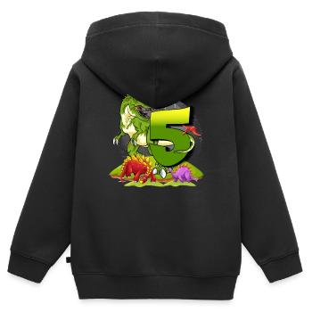 Geschenk-Dinosaurier Geburtstag 5 Jahre Junge - Kinder Premium Organic Zip Hoodie - Schwarz - Hinten - AI Model Kid Male (0cm)
