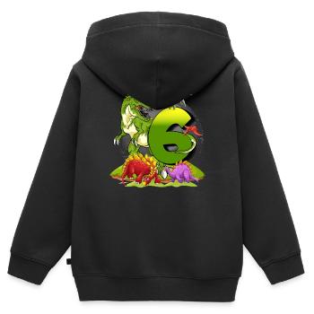 Geschenk-Dinosaurier Geburtstag 6 Jahre Junge - Kinder Premium Organic Zip Hoodie - Schwarz - Hinten - AI Model Kid Male (0cm)