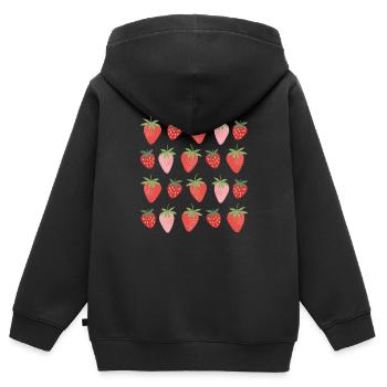 Fraises - Sweat Premium à capuche zippé enfant bio - noir - Dos - AI Model Kid Male (0cm)