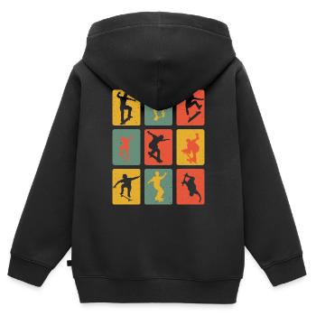 Skateboard skateboard en position skateboard - Sweat Premium à capuche zippé enfant bio - noir - Dos - AI Model Kid Male (0cm)