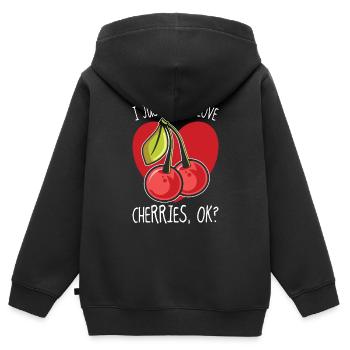 I Just Really Love Cherries Ok Kirsche Geschenk - Kinder Premium Organic Zip Hoodie - Schwarz - Hinten - AI Model Kid Male (0cm)