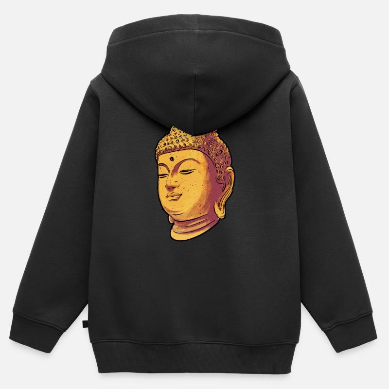 Bouddha bouddhiste bouddhisme - Sweat Premium à capuche zippé enfant bio - noir