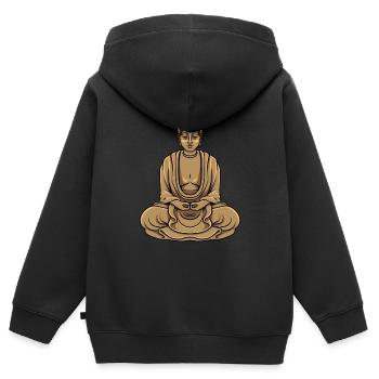 Bouddha bouddhiste bouddhisme - Sweat Premium à capuche zippé enfant bio - noir - Dos - AI Model Kid Male (0cm)