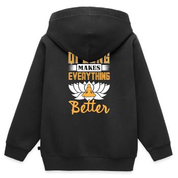 Qi Gong makes everything better - Sweat Premium à capuche zippé enfant bio - noir - Dos - AI Model Kid Male (0cm)