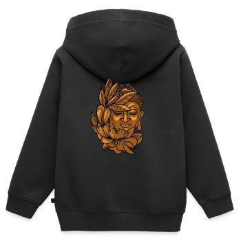 Bouddha bouddhiste bouddhisme - Sweat Premium à capuche zippé enfant bio - noir - Dos - AI Model Kid Male (0cm)