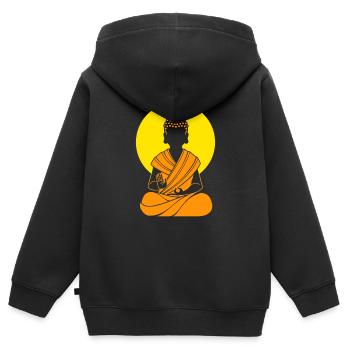 Bouddha bouddhiste bouddhisme - Sweat Premium à capuche zippé enfant bio - noir - Dos - AI Model Kid Male (0cm)