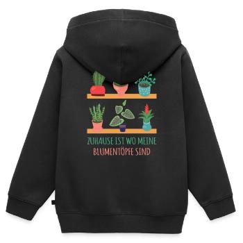 Gärnter Zuhause ist wo meine Blumentöpfe sind - Kinder Premium Organic Zip Hoodie - Schwarz - Hinten - AI Model Kid Male (0cm)