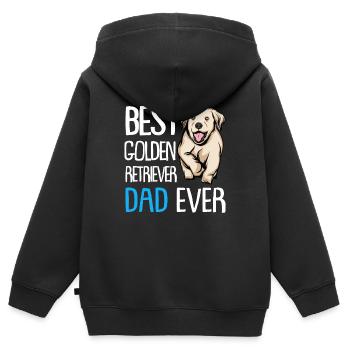 Golden-Retriever | Golden Retriever - Kinder Premium Organic Zip Hoodie - Schwarz - Hinten - AI Model Kid Male (0cm)