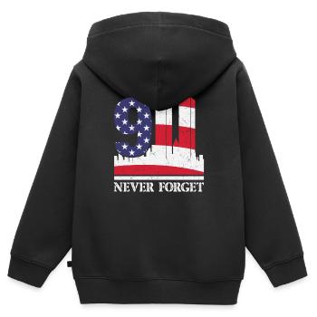 9-11 20 Never Forget Year Anniversary - Kinder Premium Organic Zip Hoodie - Schwarz - Hinten - AI Model Kid Male (0cm)