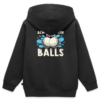 Golfeur Golf golf golf golf - Sweat Premium à capuche zippé enfant bio - noir - Dos - AI Model Kid Male (0cm)