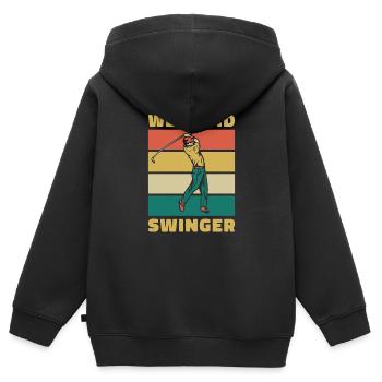 Golfeur Golf golf golf golf - Sweat Premium à capuche zippé enfant bio - noir - Dos - AI Model Kid Male (0cm)