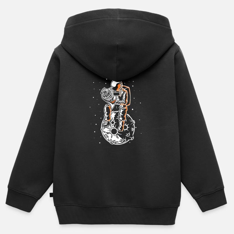 Astronaute Dans Space Marching Band Funny French - Sweat Premium à capuche zippé enfant bio - noir