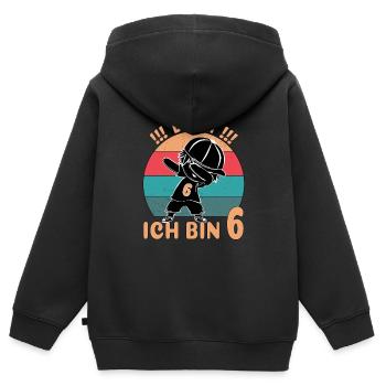 Bääm Geburtstag ich bin 6. - Kinder Premium Organic Zip Hoodie - Schwarz - Hinten - AI Model Kid Male (0cm)