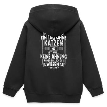 Ein Tag ohne Katzen Spruch Lustige Katze - Kinder Premium Organic Zip Hoodie - Schwarz - Hinten - AI Model Kid Male (0cm)
