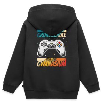 Level Complete Einschulung Gymnasium 5. Klasse Gam - Kinder Premium Organic Zip Hoodie - Schwarz - Hinten - AI Model Kid Male (0cm)