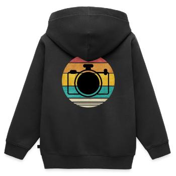 Kamera Retro Style Fotograf Fotoshootings Geschenk - Kinder Premium Organic Zip Hoodie - Schwarz - Hinten - AI Model Kid Male (0cm)